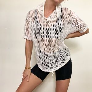 vintage • mesh hooded tee shirt